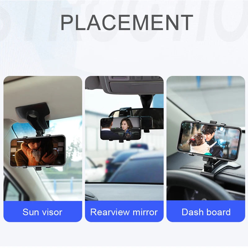 車載スマホホルダー、360度回転クリップ