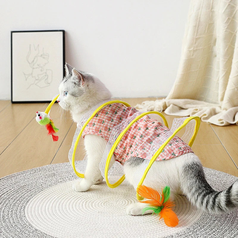 猫用コイルトンネル、羽根付き