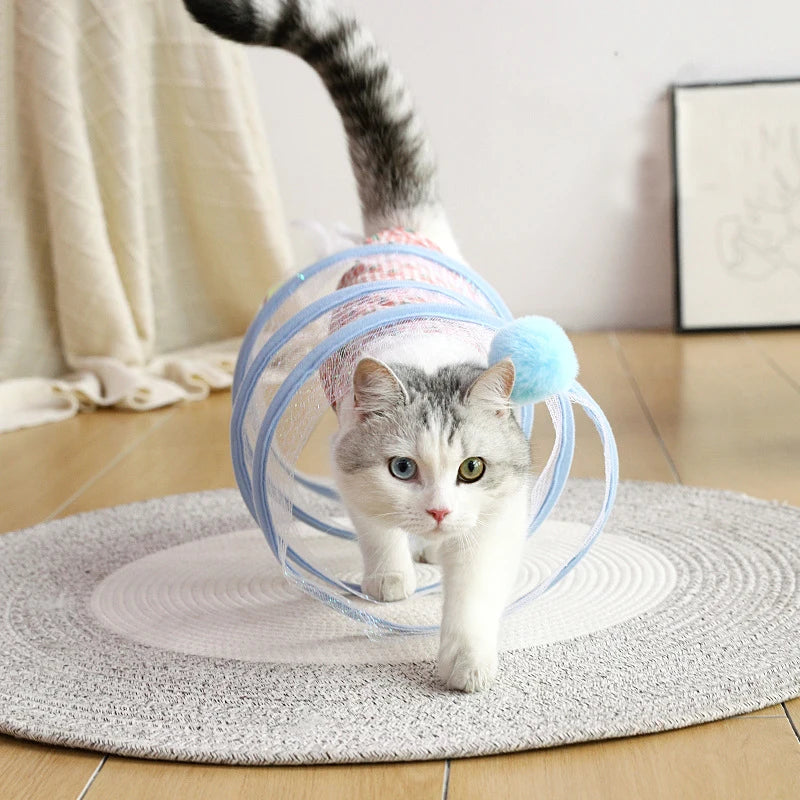 猫用コイルトンネル、羽根付き
