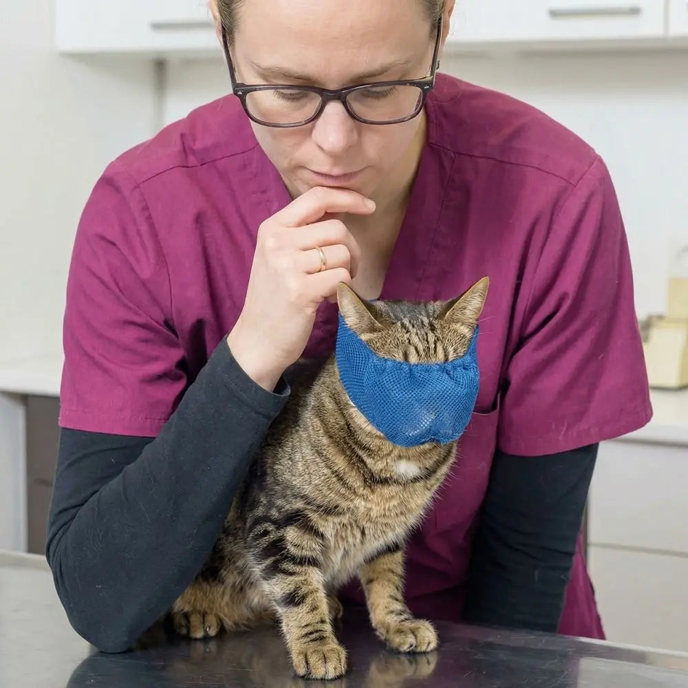 猫用保定補助マスク、通気メッシュ