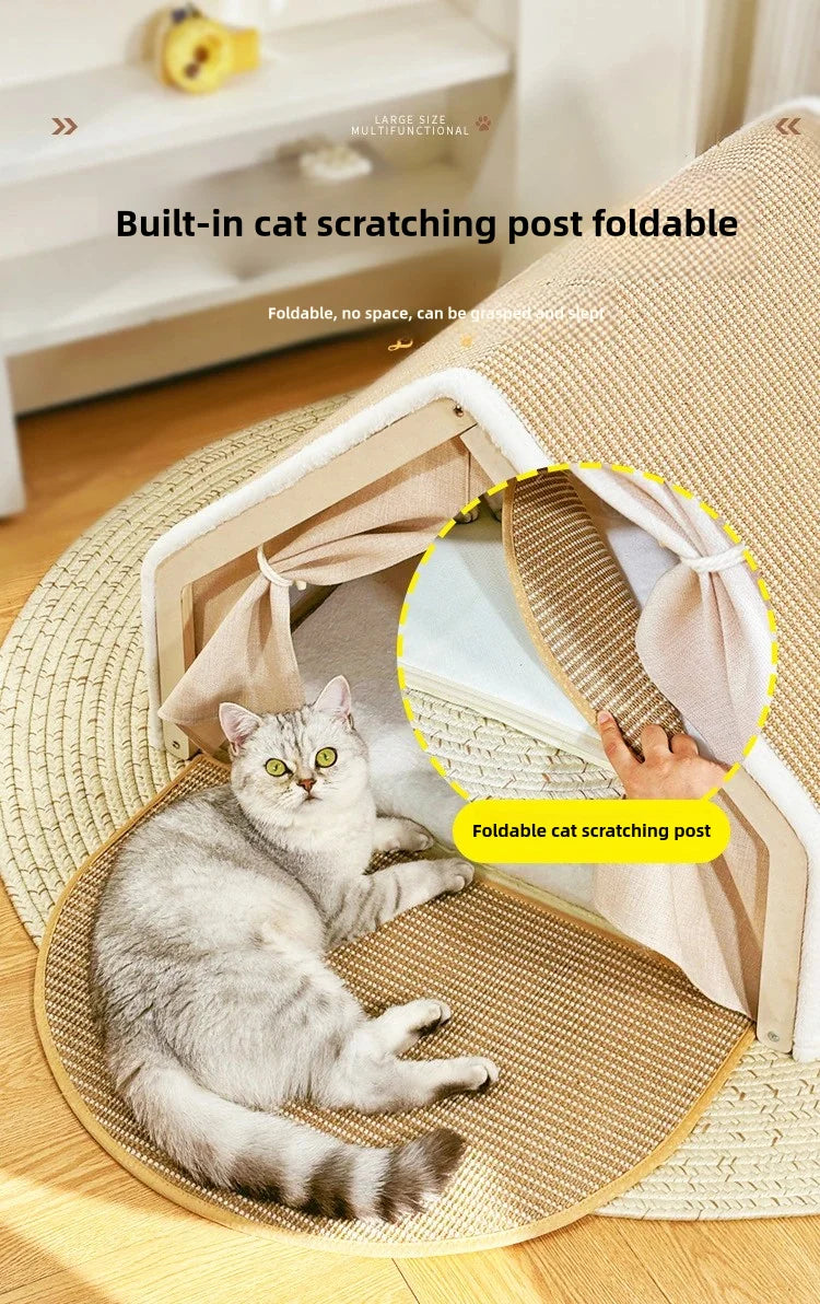 爪とぎ付き二通り猫ハウス、テント型