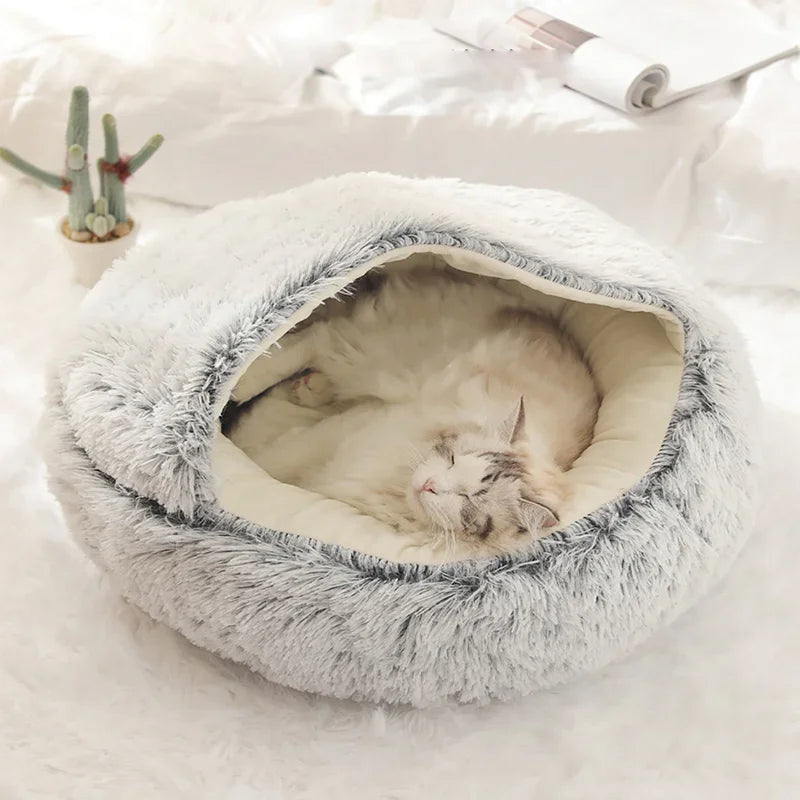 ふわふわ猫用ドームベッド、洗える冬用