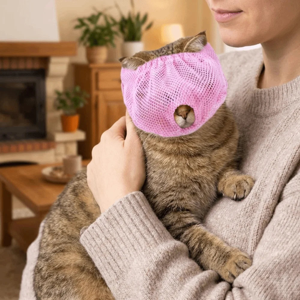猫用保定補助マスク、通気メッシュ