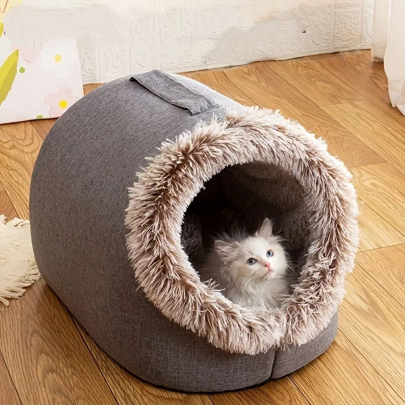 取っ手付き洞窟ベッド、猫用ドーム