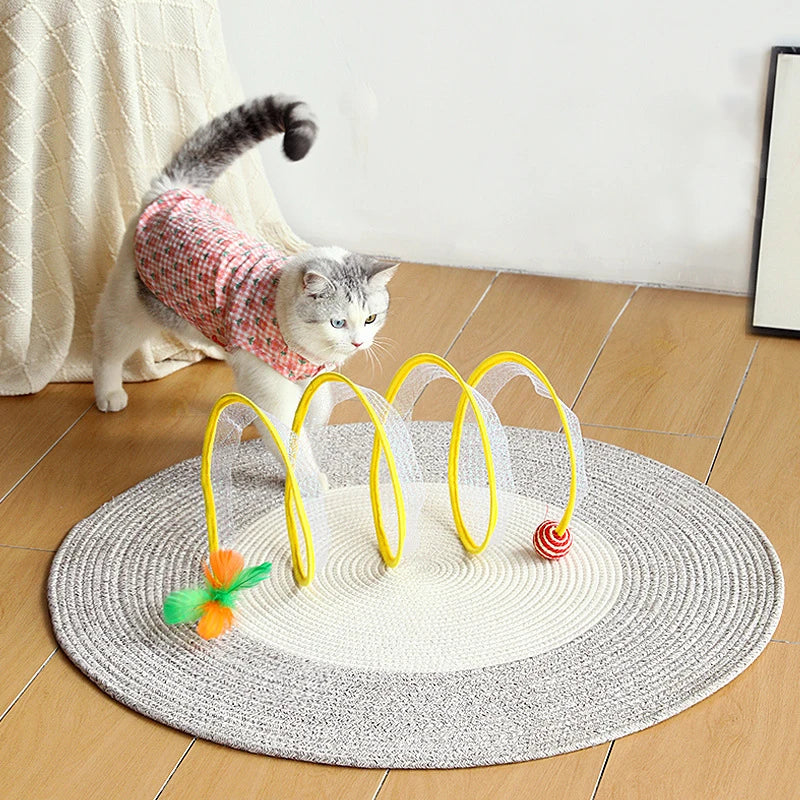 猫用コイルトンネル、羽根付き