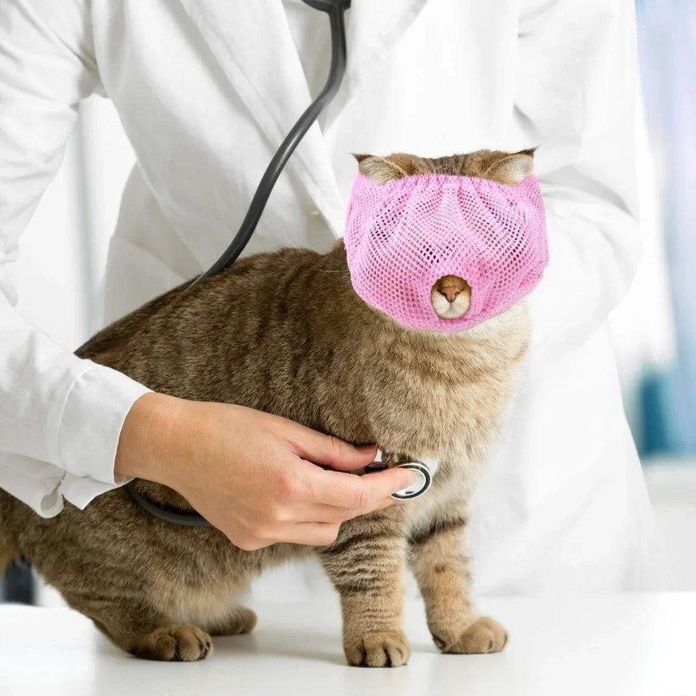 猫用保定補助マスク、通気メッシュ