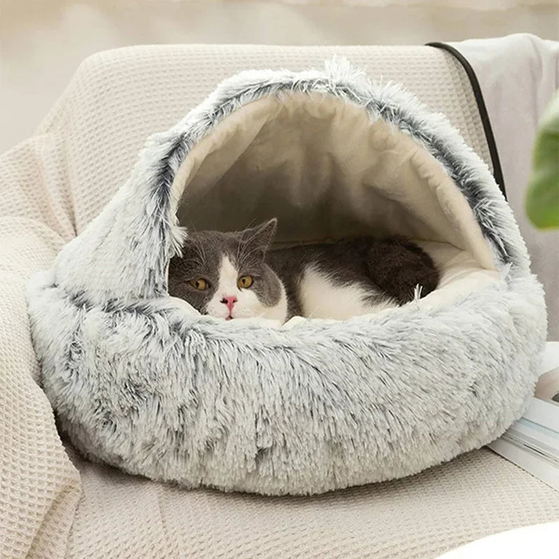ふわふわ猫用ドームベッド、洗える冬用