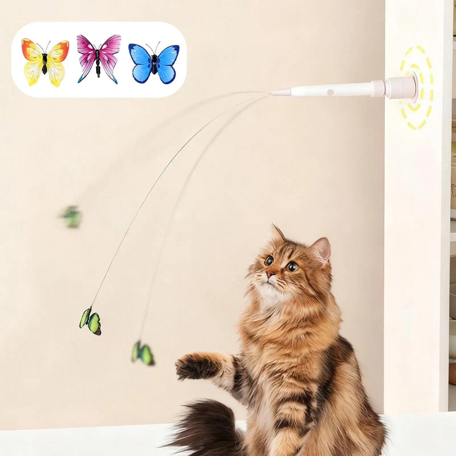 自動ねこじゃらし蝶々、吸盤式
